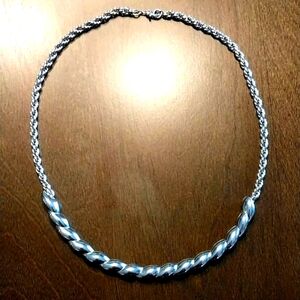 Monet Silver Tone Necklace Choker Collar Vintage Signed